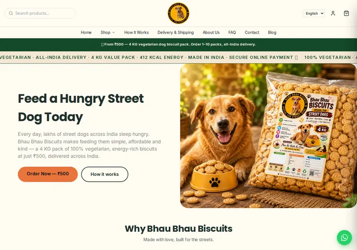 Bhau Bhau Biscuits — live online store built on HOD Media